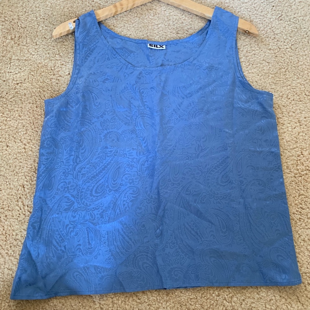 Blue silk tank top